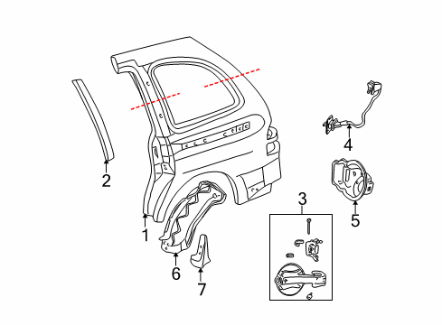 2004 Ford Freestar Side Panel & Components Black Out Tape Diagram for XF2Z-16243A76-AAA