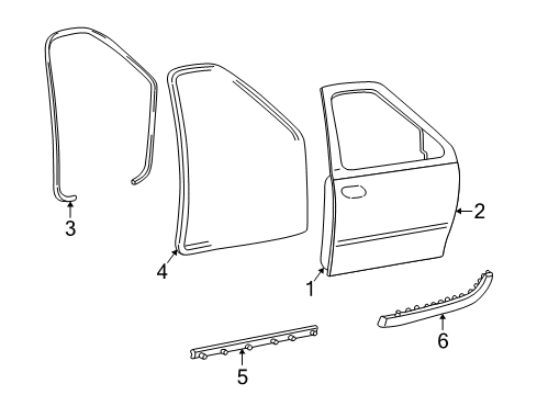 2002 Lincoln Blackwood Front Door Weatherstrip Diagram for 2C6Z1620759AA