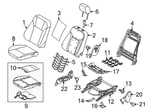 2013 Ford Fiesta Passenger Seat Components Seat Cushion Pad Diagram for CE8Z-54632A22-D