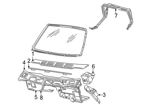1997 Dodge B1500 Cowl Support-Dash Diagram for 55346817AB
