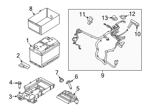 2017 Lincoln MKX Battery Positive Cable Diagram for H2GZ-14300-K