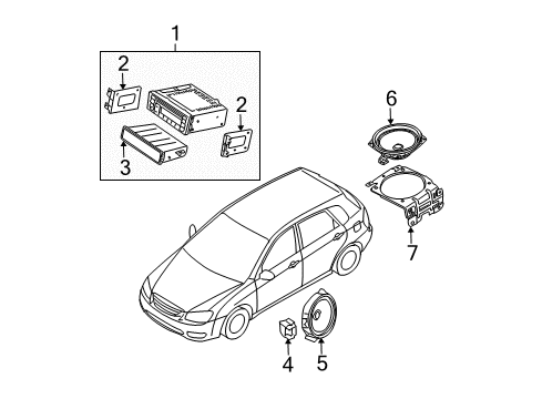 2005 Kia Spectra5 Sound System Front Door Speaker Assembly, Left Diagram for 963302F000