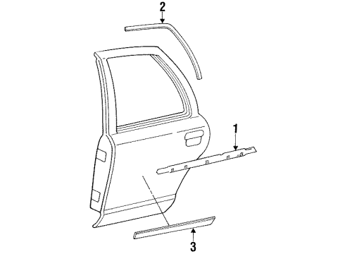 1993 Ford Crown Victoria Exterior Trim - Rear Door Belt Weatherstrip Diagram for F2AZ5425597A