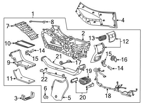 2019 Buick LaCrosse Center Console Console Base Diagram for 26231490