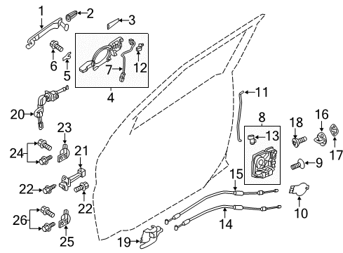 2011 Mitsubishi Outlander Sport Front Door Bolt-Inside Lock Rod Mounting Diagram for MU240087