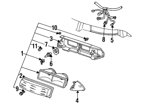 1992 Buick Skylark Headlamps Headlamp Assembly Diagram for 16513406