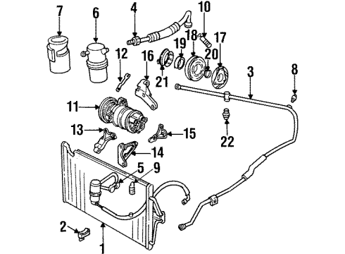 1995 Cadillac DeVille Air Conditioner Compressor Assembly Diagram for 19169358
