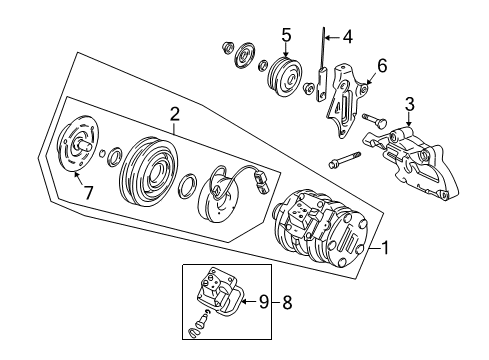 1991 Acura NSX A/C Compressor Compressor Assembly Diagram for 38800-PR7-A01