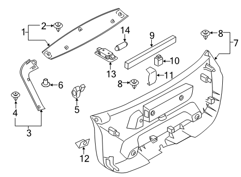 2015 BMW X1 Interior Trim - Lift Gate Bracket For Hazard Warn. Triangle Diagram for 51497167548