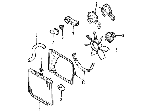 1999 Acura SLX Cooling System, Radiator, Water Pump, Cooling Fan Blade, Cooling Fan Diagram for 8-97130-757-1