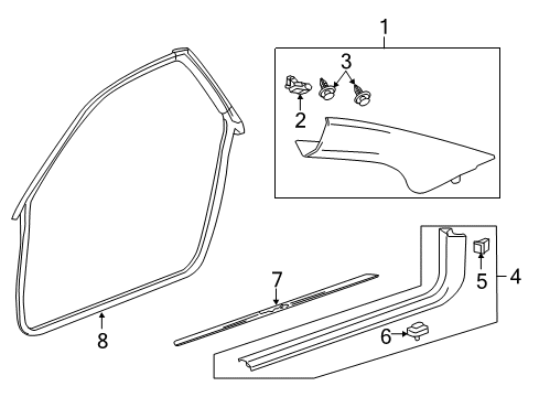 2012 Cadillac CTS Interior Trim - Pillars, Rocker & Floor Weatherstrip Pillar Trim Diagram for 22836301