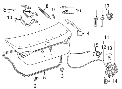 2021 Toyota Avalon Trunk Hinge Diagram for 64510-07020