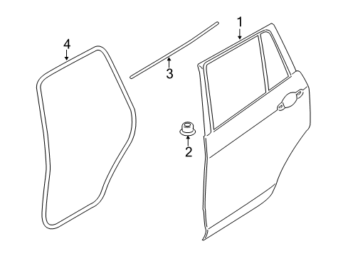 2011 BMW X3 Rear Door Outer Weatherstrip, Rear Left Door Diagram for 51227205743