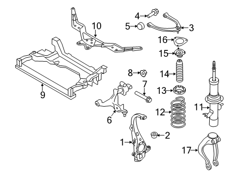 2009 Infiniti G37 Front Suspension Components, Lower Control Arm, Upper Control Arm, Stabilizer Bar, Struts & Components Front Spring Diagram for 54010-1ND2A