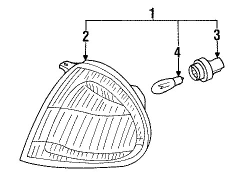 1996 Honda Civic del Sol Signal Lamps Lamp Unit, R. Diagram for 33301-SR2-A02