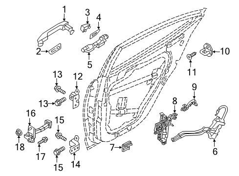 2021 Hyundai Ioniq Front Door Rear Door Outside Grip, Right Diagram for 83661-G2000