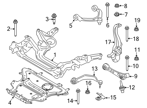 2019 BMW M5 Front Suspension Components, Lower Control Arm, Upper Control Arm, Ride Control, Stabilizer Bar Bottom Rubber Mount Wishbone, Left Diagram for 31107857013