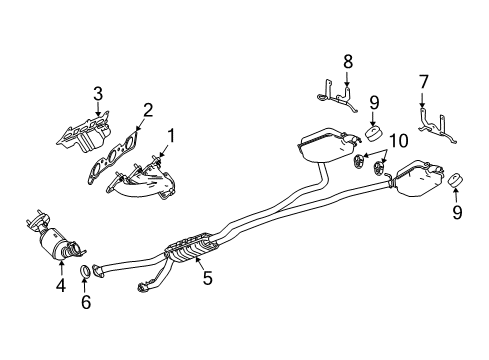 2004 Cadillac CTS Exhaust Components 3Way Catalytic Convertor Assembly Diagram for 25757818