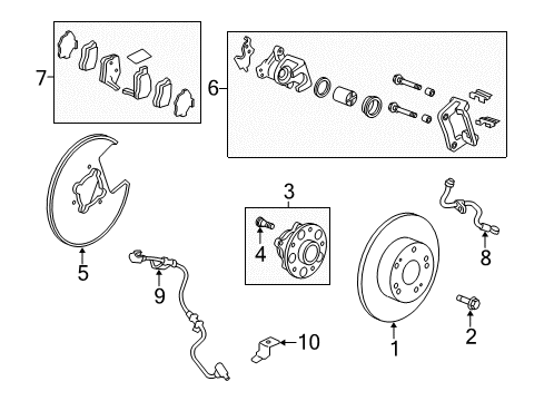 2015 Honda Accord Brake Components Hose Set, Left Rear Brake Diagram for 01468-T2A-P00