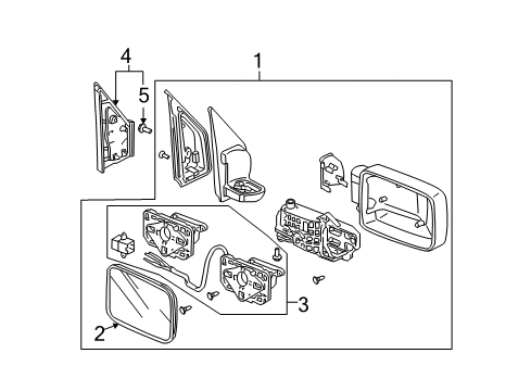 2003 Honda Element Mirrors Mirror Assembly, Driver Side Door (Flat Black) (Manual) Diagram for 76250-SCV-A11ZA