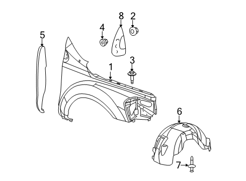 2009 Chrysler Aspen Fender & Components, Exterior Trim Shield-Splash Diagram for 55078070AF