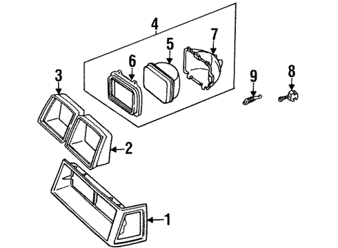 1988 Buick LeSabre Headlamps Headlight Assembly Composite (Replaceable Bulb)-Light Diagram for 16510821