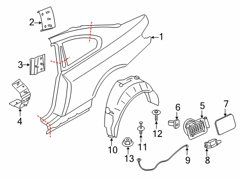 2019 BMW M4 Quarter Panel & Components, Exterior Trim Cover, Wheel Housing, Rear Left Diagram for 51718054275