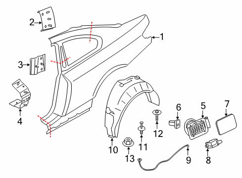 2019 BMW M4 Quarter Panel & Components, Exterior Trim Reinforcement Plate, B-Pillar, Left Diagram for 41217374411