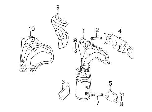 2010 Pontiac Vibe Exhaust Manifold Gasket, Exhaust Manifold Diagram for 19185422