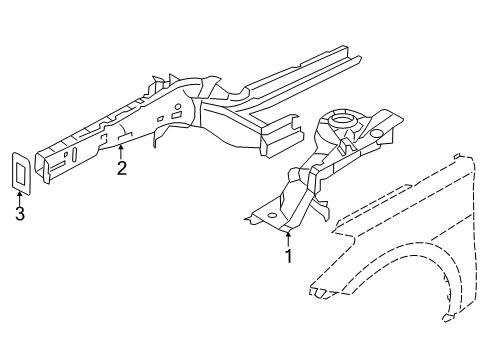 2014 Hyundai Azera Structural Components & Rails Panel Assembly-Fender Apron, RH Diagram for 64502-3V000