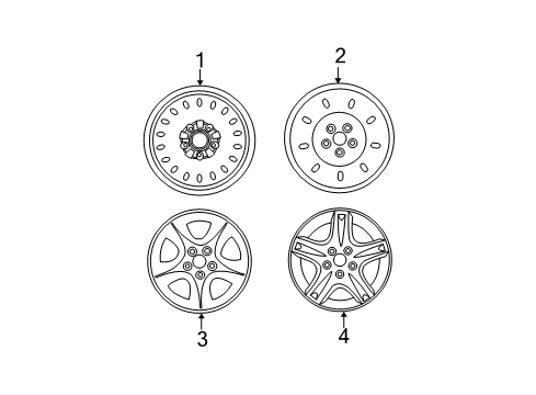 2002 Ford Taurus Wheels Wheel, Alloy Diagram for YF1Z-1007-BA