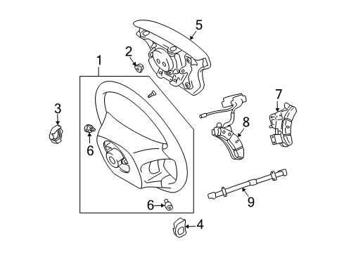 2004 Lexus GX470 Steering Column & Wheel, Steering Gear & Linkage Switch, Steering Pad, LH Diagram for 84247-58020-C0