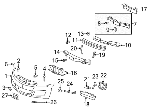 2007 Saturn Sky Front Bumper Upper Support Bolt Diagram for 11610001