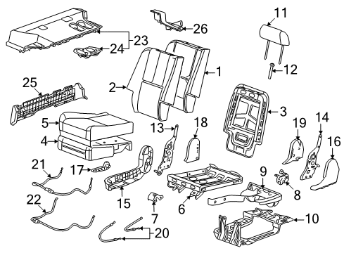 2009 Chevrolet Tahoe Rear Seat Components Seat Cushion Pad Diagram for 25816418