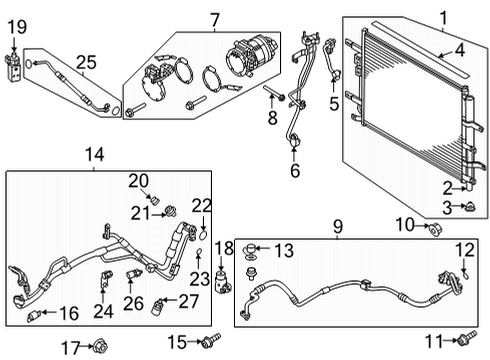 2019 Kia Niro EV A/C Condenser, Compressor & Lines Bolt Diagram for 11403-06286-B