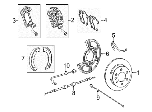 2009 Dodge Sprinter 2500 Parking Brake Brake Rotor Diagram for 68013764AA