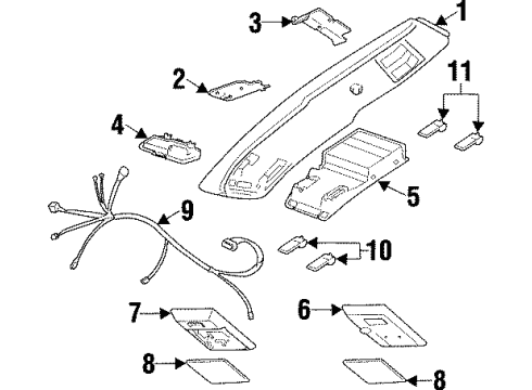 1999 Jeep Cherokee Overhead Console Lens-Reading Lamp Diagram for 5268175