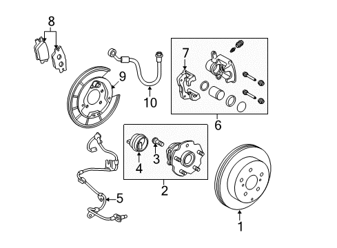 2006 Toyota RAV4 Anti-Lock Brakes ABS Sensor Wire Diagram for 89516-0R020