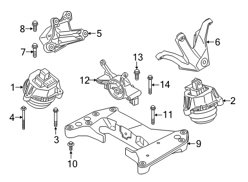 2017 BMW 750i xDrive Engine & Trans Mounting Engine Supporting Bracket, Right Diagram for 22116876210