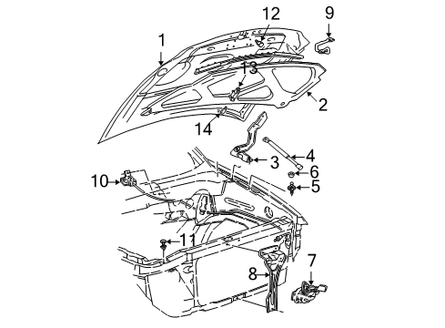 2006 Ford Expedition Hood & Components Hood Diagram for 2L1Z-16612-AA