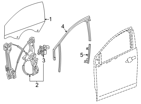 2017 Chevrolet Volt Front Door Glass Run Diagram for 84176075