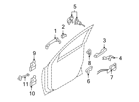 2011 Hyundai Santa Fe Front Door Interior Door Handle Assembly, Left Diagram for 82610-2B010-WK