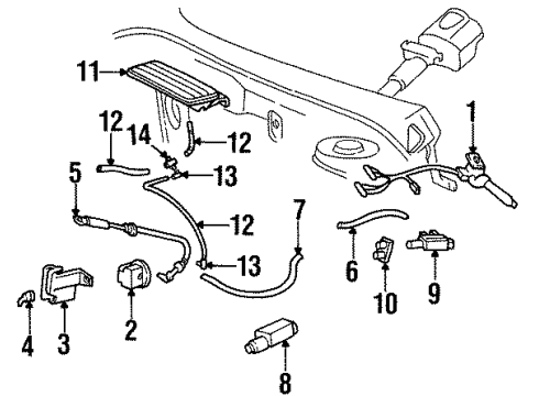 1995 Buick Riviera Cruise Control System Retainer-Electronic Brake Control Brake Pedal Switch Diagram for 25551821