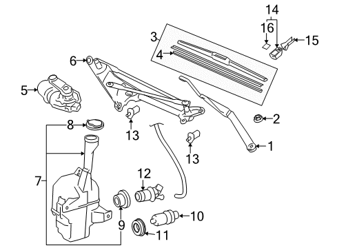 2009 Lexus ES350 Wiper & Washer Components Motor Assy, Windshield Wiper Diagram for 85110-33330
