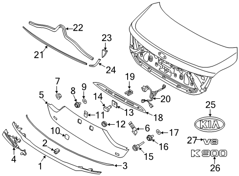 2016 Kia K900 Exterior Trim - Trunk Lid Protector-License Plate Mounting Diagram for 869253T000