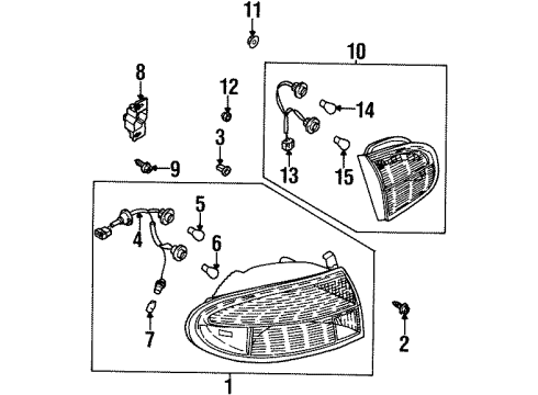 1999 Daewoo Lanos Bulbs Lift Plate Nut Diagram for 94515115