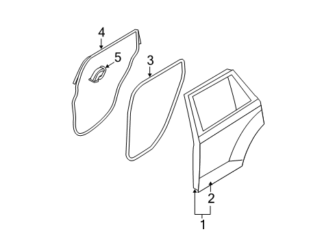 2010 Ford Edge Rear Door Weatherstrip On Body Diagram for DT4Z-78253A10-A