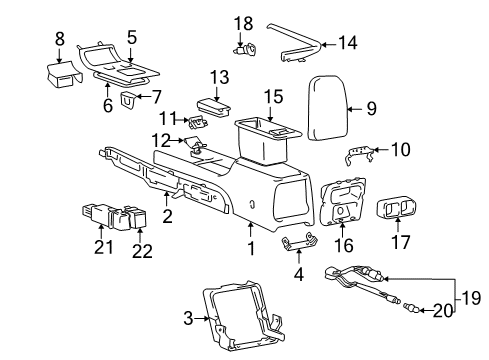 2001 Hyundai XG300 Heated Seats Hinge Assembly-Console Armrest Diagram for 84670-39100