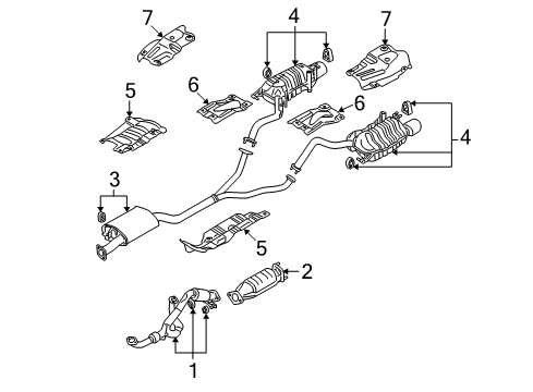2009 Hyundai Santa Fe Exhaust Components Left Muffler Assembly Diagram for 28701-0W150