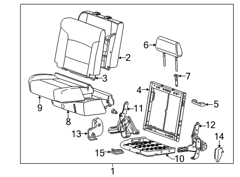 2019 Chevrolet Silverado 1500 Rear Seat Components Seat Back Frame Diagram for 22888331